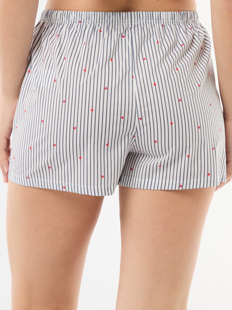 Pantalón corto de pijama elástico con rayas Azul - Kiabi