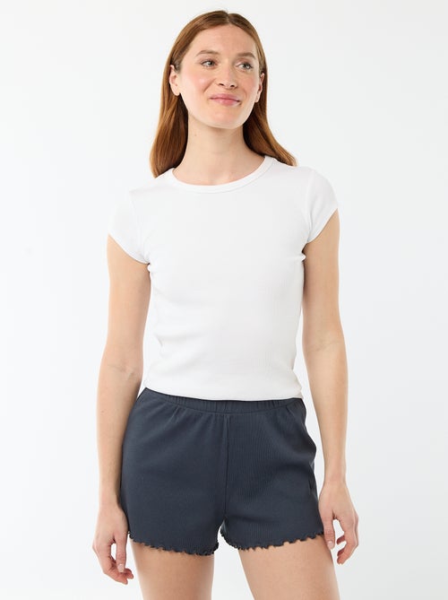 Pantalón corto de pijama en algodón liso - Kiabi
