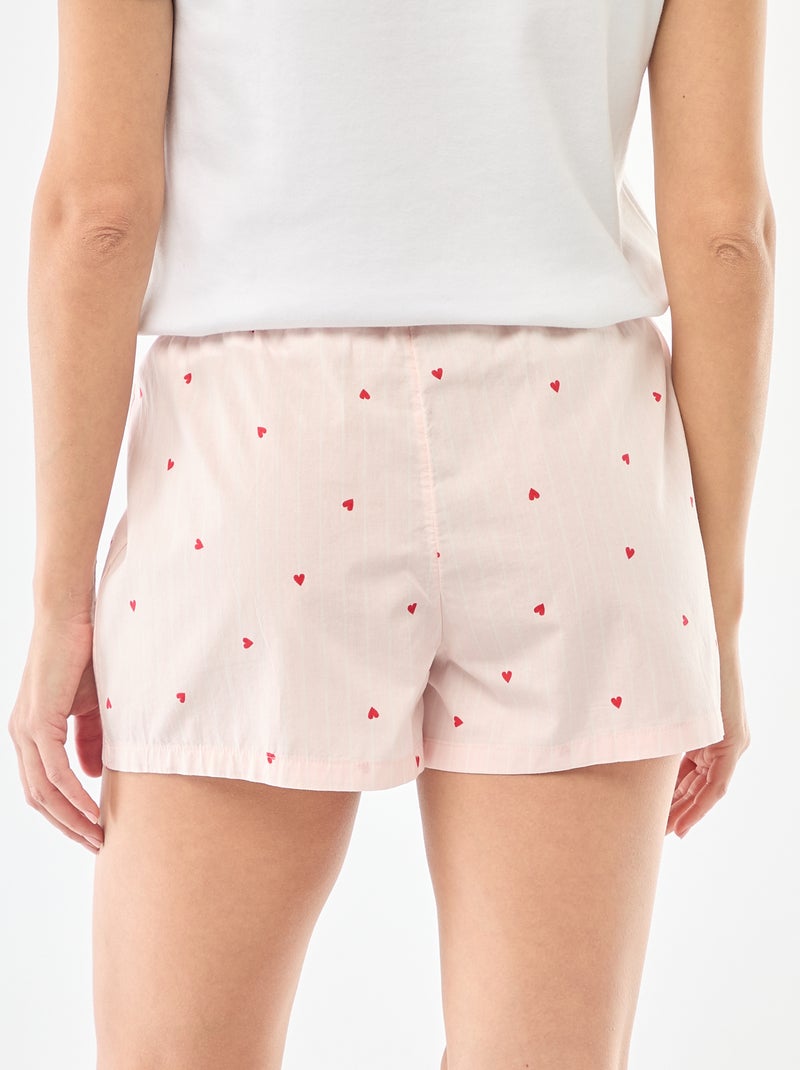 Pantalón corto de pijama en popelina Rosa - Kiabi