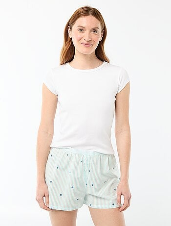 Pantalón corto de pijama elástico con rayas