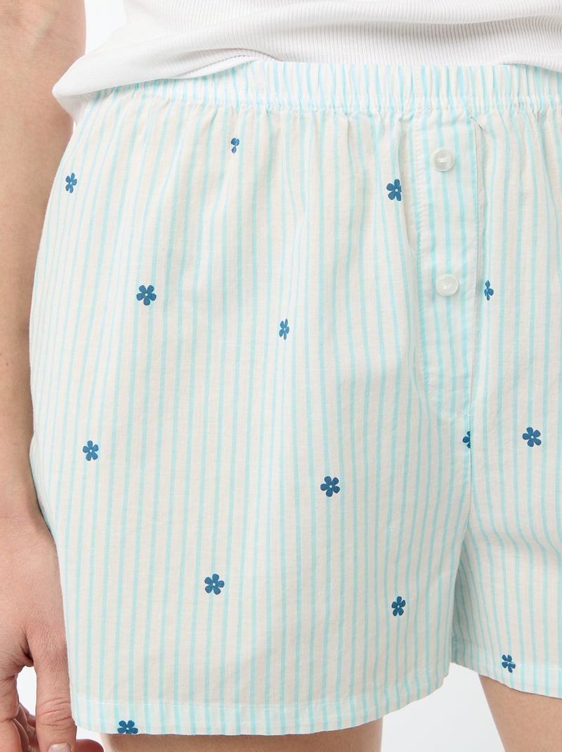 Pantalón corto de pijama estampado floral Azul - Kiabi