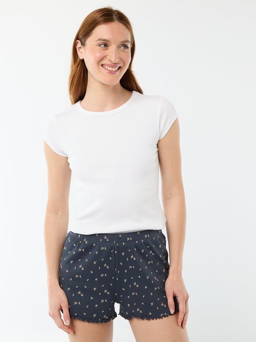 Pantalón corto de pijama 'flores' all-over en algodón - Kiabi