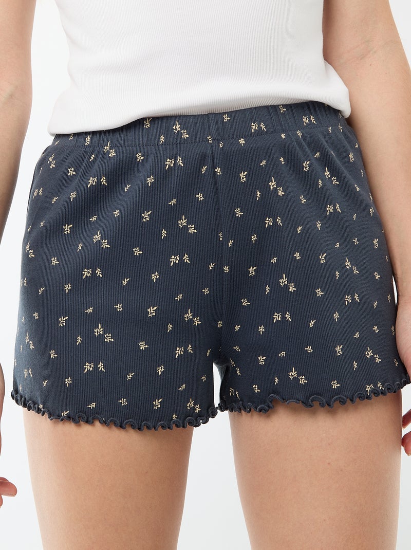 Pantalón corto de pijama 'flores' all-over en algodón Azul - Kiabi