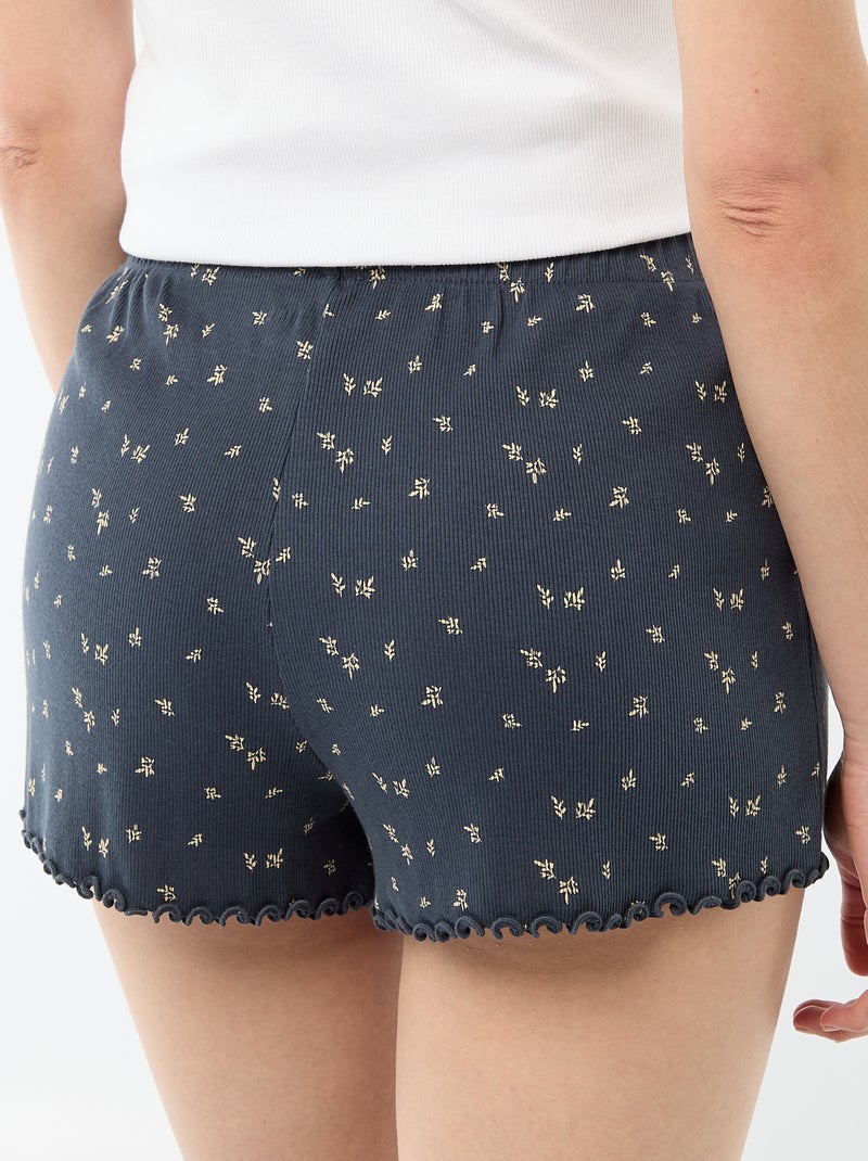Pantalón corto de pijama 'flores' all-over en algodón Azul - Kiabi