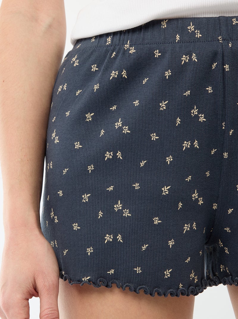 Pantalón corto de pijama 'flores' all-over en algodón Azul - Kiabi