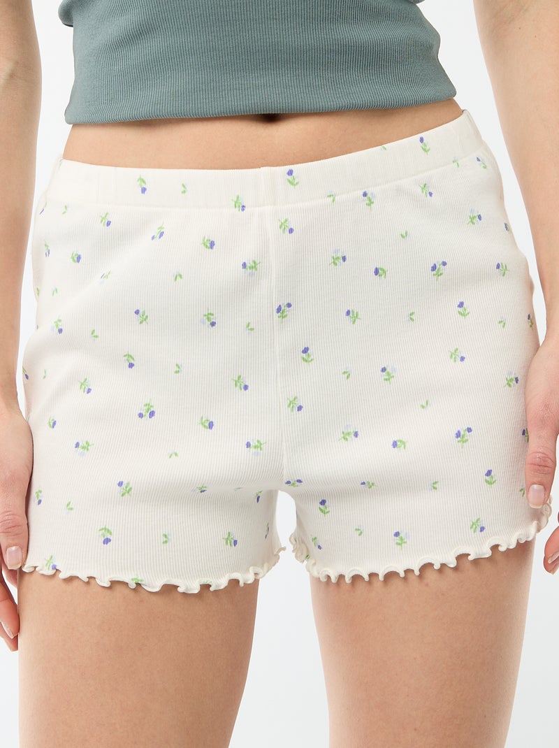 Pantalón corto de pijama 'flores' all-over en algodón Blanco - Kiabi