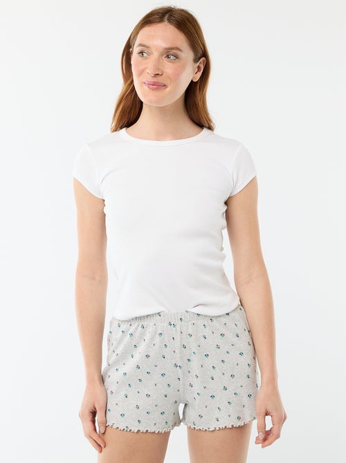 Pantalón corto de pijama 'flores' all-over en algodón - Kiabi