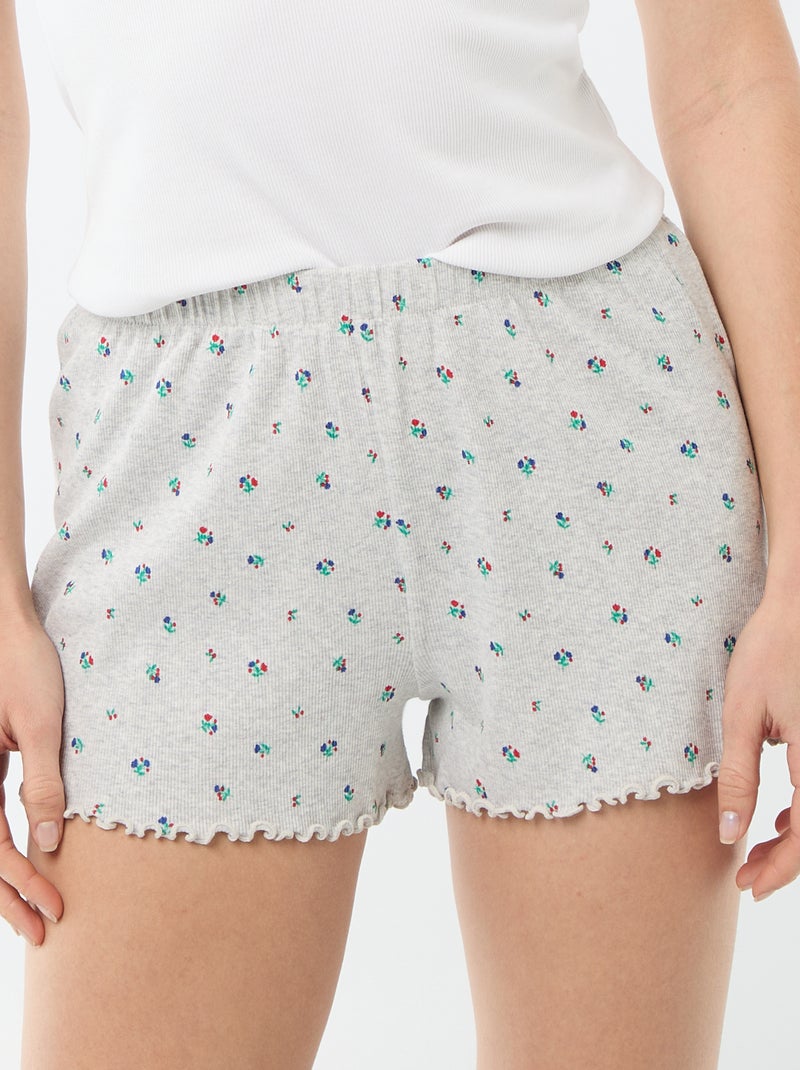 Pantalón corto de pijama 'flores' all-over en algodón Gris - Kiabi