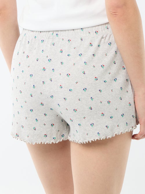 Pantalón corto de pijama 'flores' all-over en algodón - Kiabi