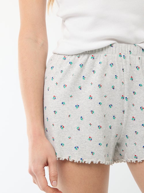 Pantalón corto de pijama 'flores' all-over en algodón - Kiabi