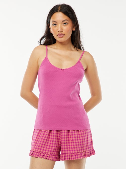 Pantalón corto de pijama vicky y bajo con volante - Kiabi