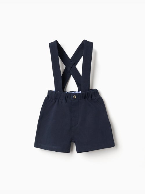 Pantalón corto de piqué de algodón con tirantes - Kiabi