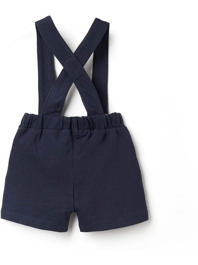 Pantalón corto de piqué de algodón con tirantes Azul oscuro - Kiabi