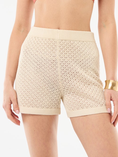 Pantalón corto de playa de malla croché - Kiabi