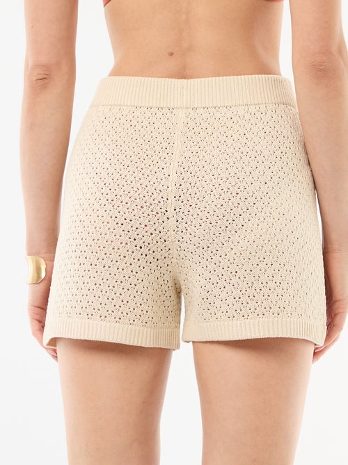 Pantalón corto de playa de malla croché - Kiabi