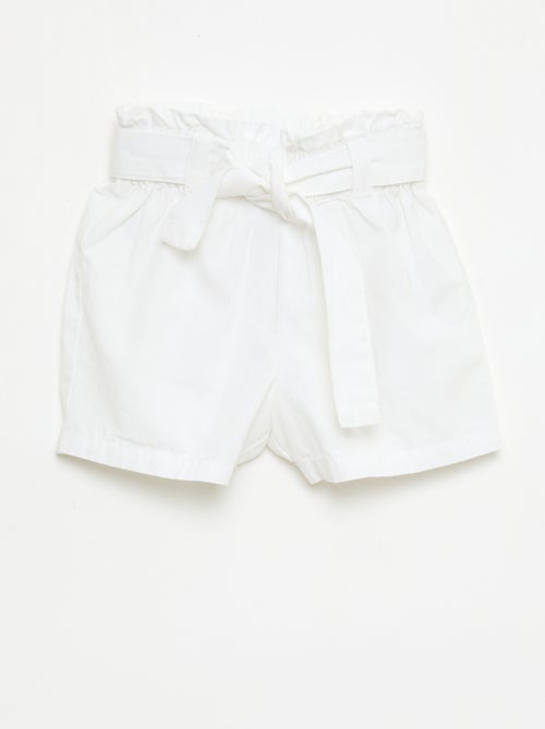Pantalón corto de popelina con cinturón para anudar - Kiabi