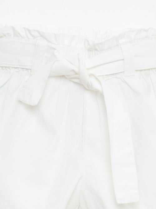 Pantalón corto de popelina con cinturón para anudar - Kiabi