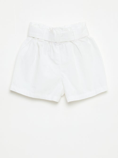 Pantalón corto de popelina con cinturón para anudar - Kiabi