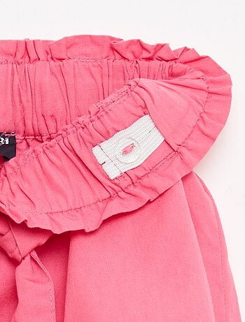 Pantalón corto de popelina con cinturón para anudar