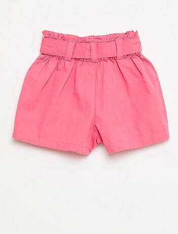 Pantalón corto de popelina con cinturón para anudar