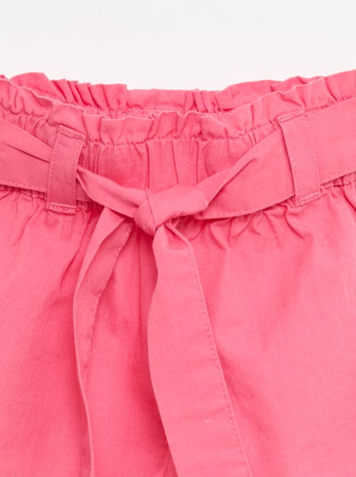 Pantalón corto de popelina con cinturón para anudar - Kiabi