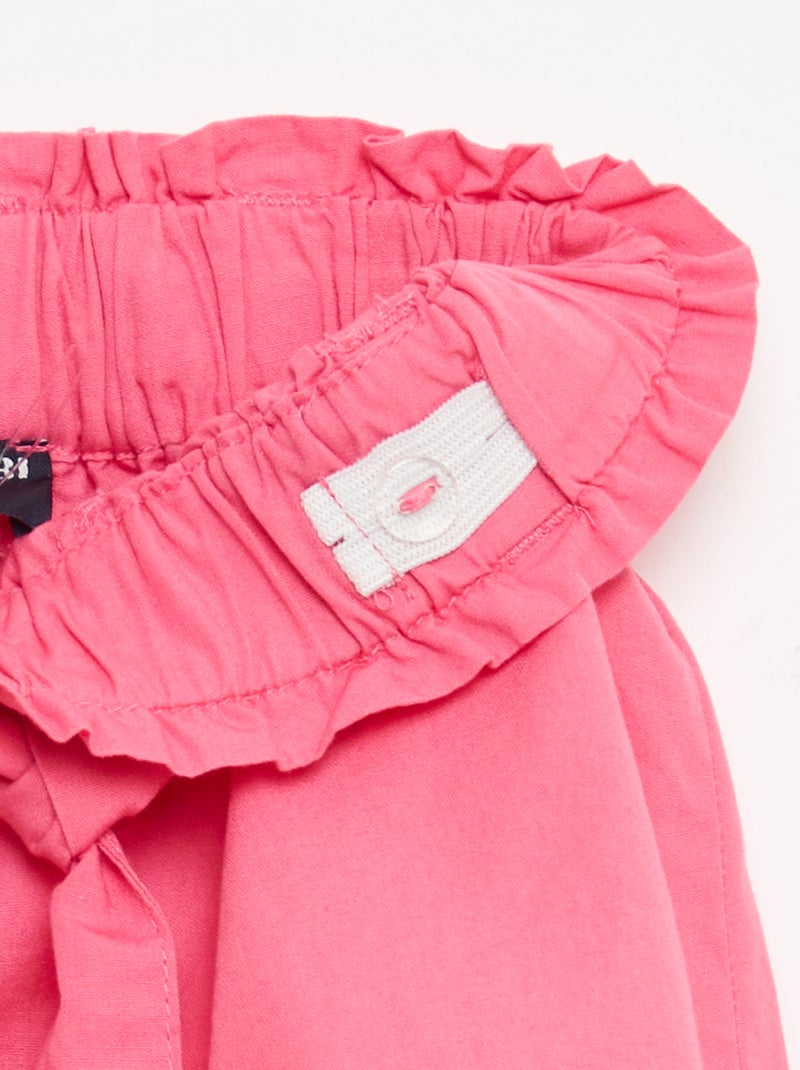 Pantalón corto de popelina con cinturón para anudar Rosa - Kiabi