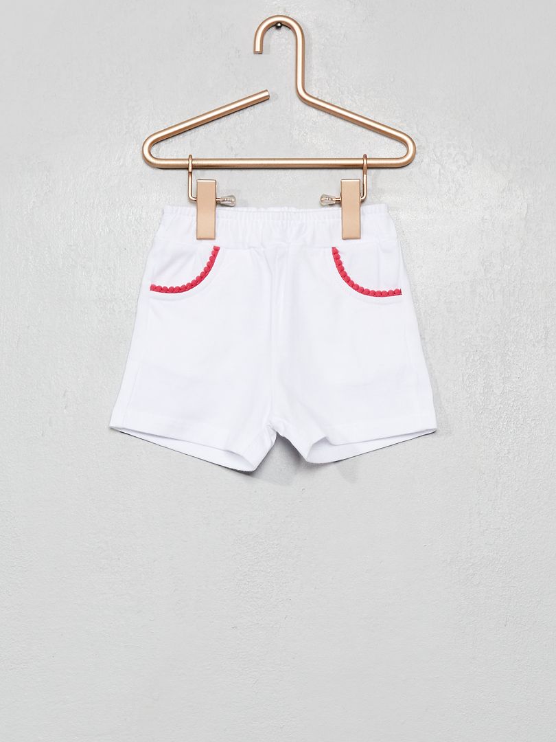 Pantalón corto de punto blanco/rosa - Kiabi