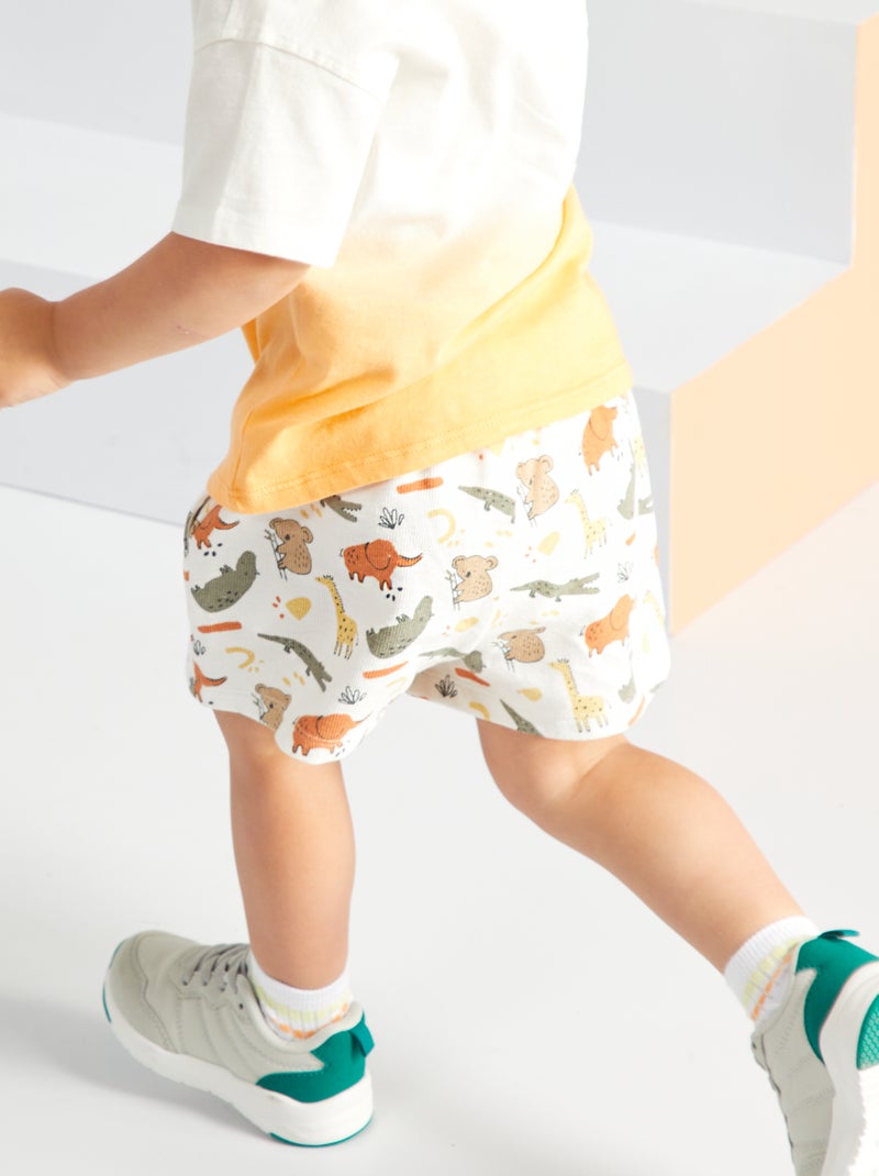 Pantalón corto de punto con estampado de fantasía BLANCO - Kiabi