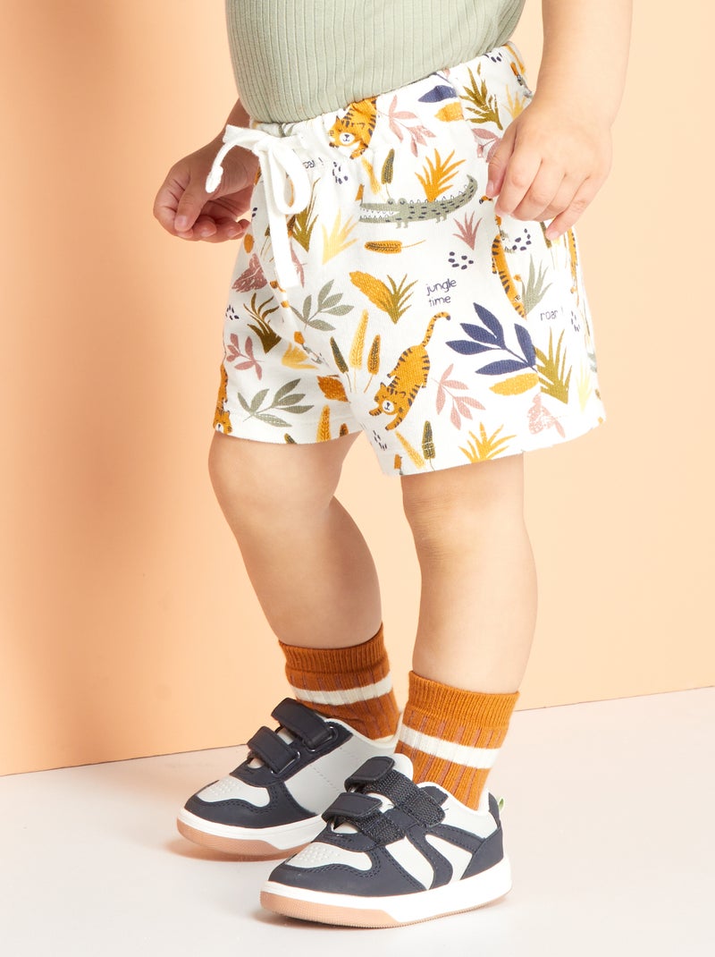 Pantalón corto de punto con estampado de fantasía BLANCO - Kiabi