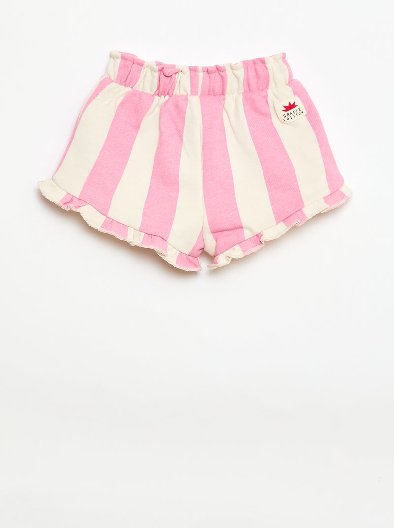 Pantalón corto de punto con estampado Rosa - Kiabi