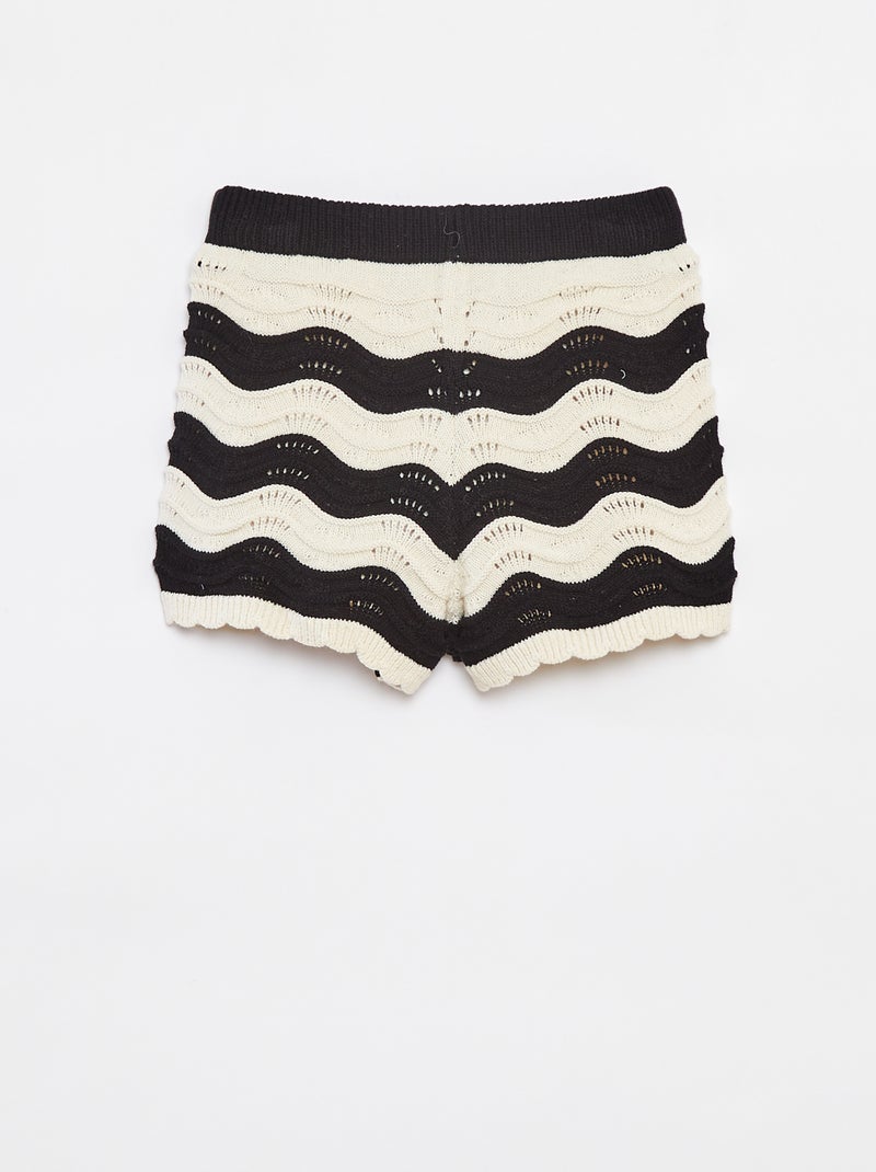 Pantalón corto de punto de ganchillo con forro Negro - Kiabi