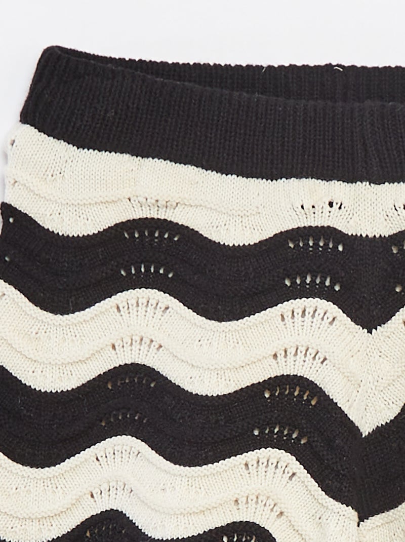 Pantalón corto de punto de ganchillo con forro Negro - Kiabi