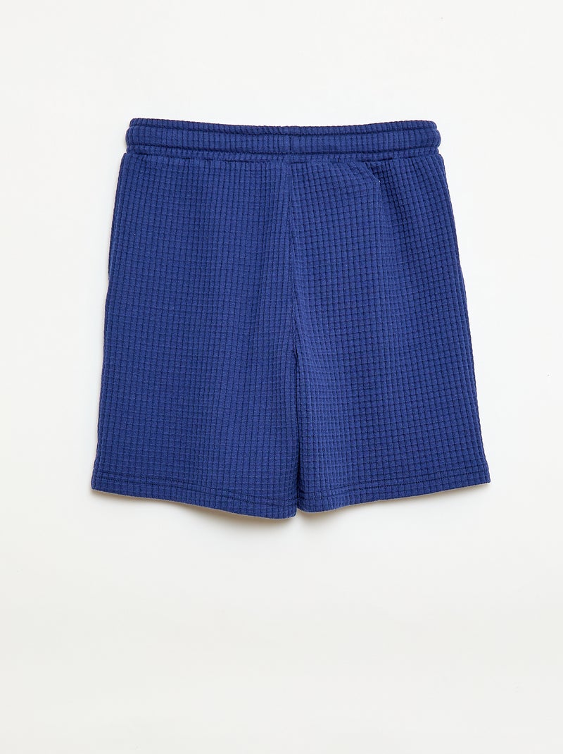 Pantalón corto de punto gofrado Azul - Kiabi