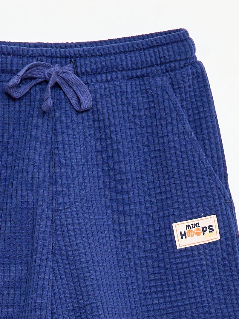 Pantalón corto de punto gofrado Azul - Kiabi