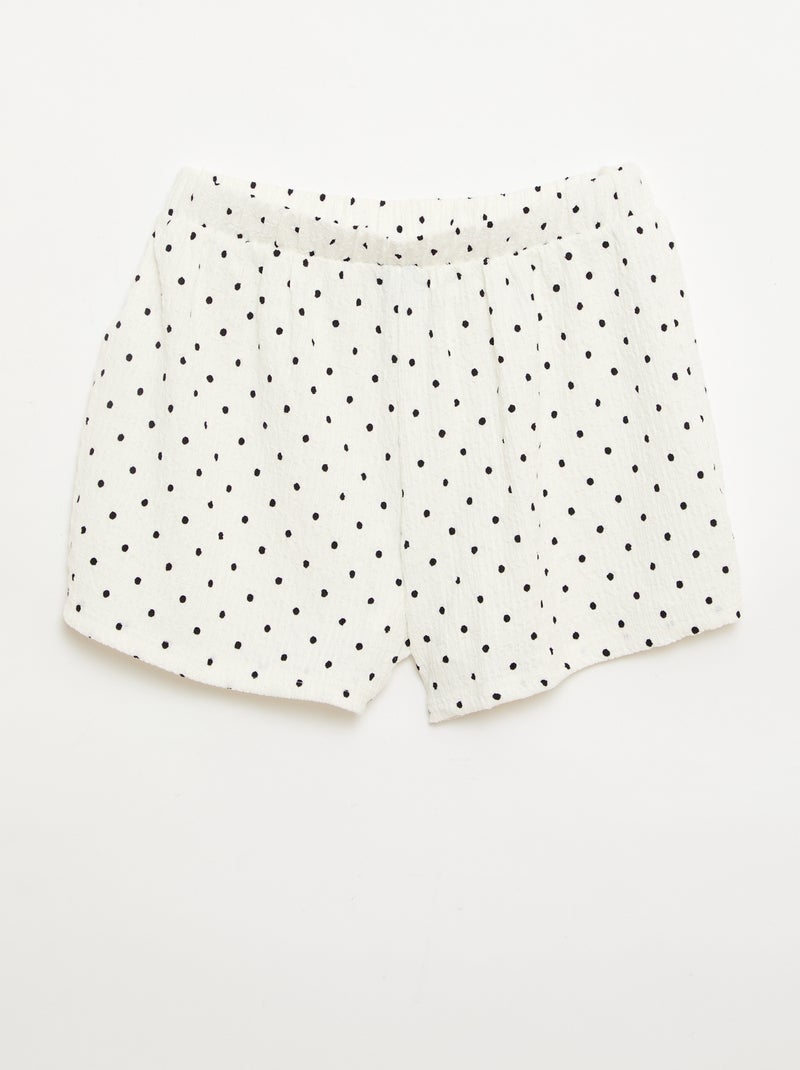 Pantalón corto de punto gofrado Blanco - Kiabi