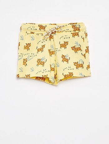 Pantalón corto de punto gofrado con estampado
