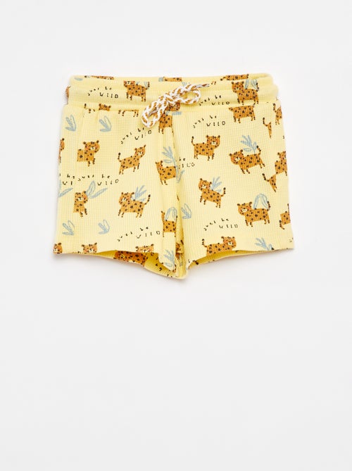 Pantalón corto de punto gofrado con estampado - Kiabi