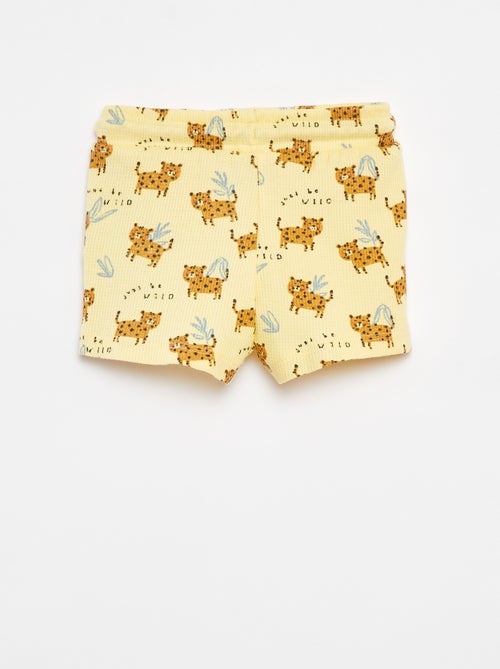 Pantalón corto de punto gofrado con estampado - Kiabi