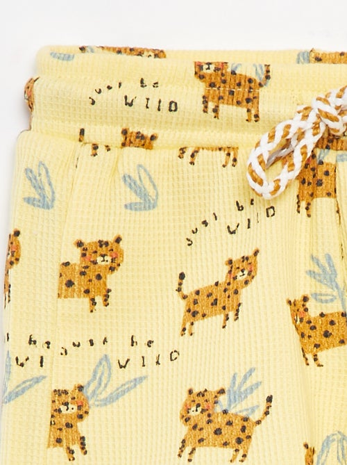 Pantalón corto de punto gofrado con estampado - Kiabi