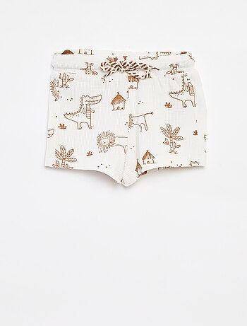 Pantalón corto de punto gofrado con estampado