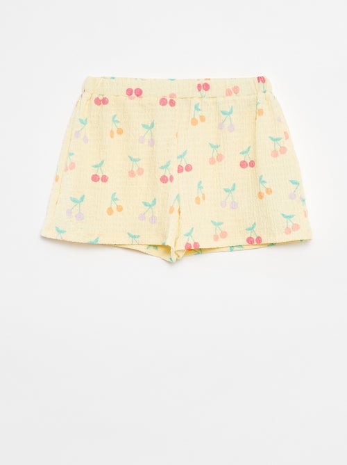 Pantalón corto de punto gofrado con motivos - Kiabi