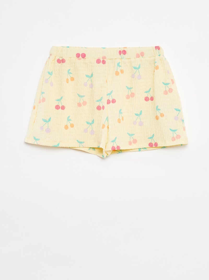 Pantalón corto de punto gofrado con motivos Amarillo - Kiabi