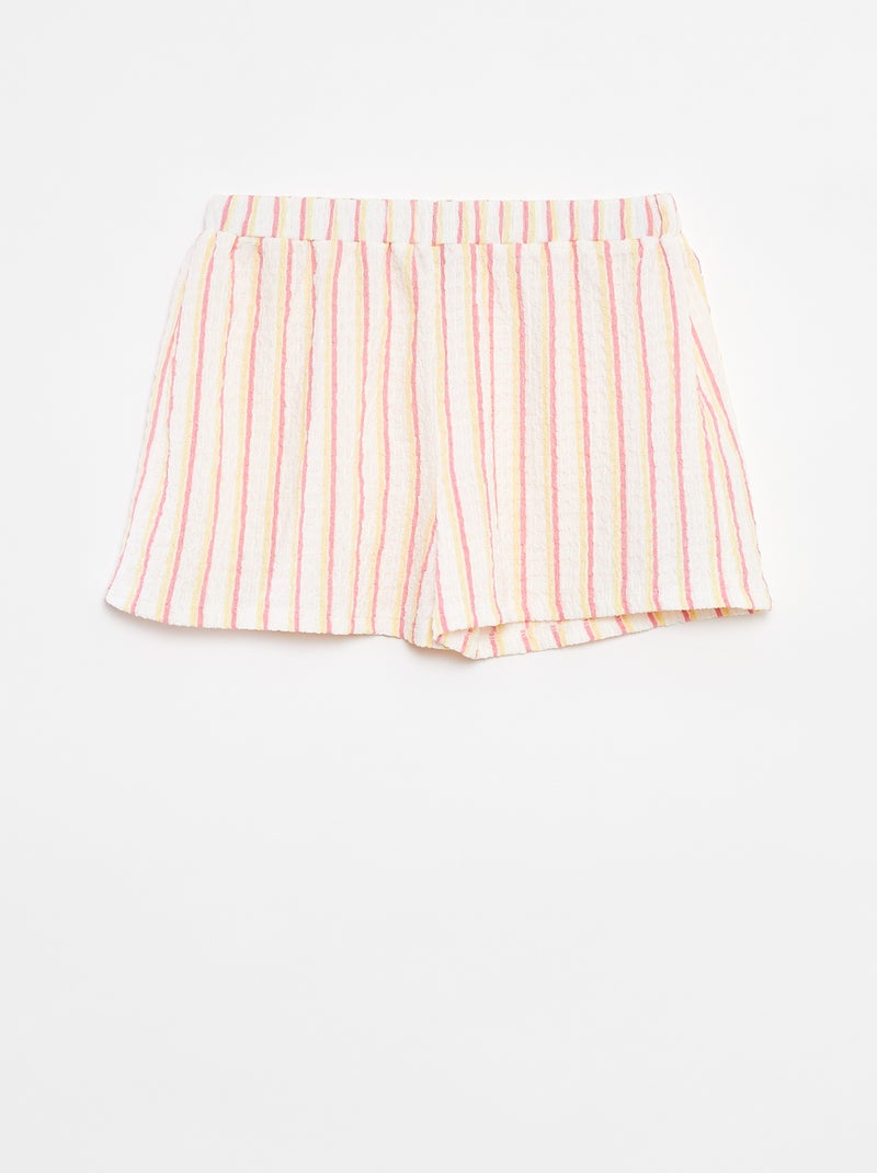 Pantalón corto de punto gofrado con motivos Blanco - Kiabi