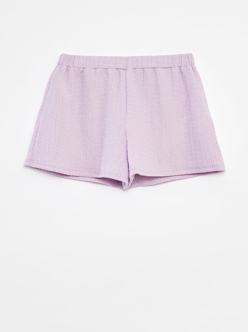Pantalón corto de punto gofrado con motivos Purpura - Kiabi
