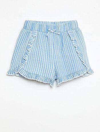 Pantalón corto de punto gofrado con volante