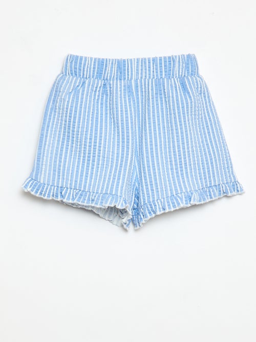 Pantalón corto de punto gofrado con volante - Kiabi