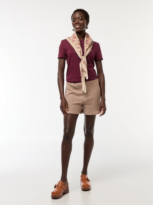 Pantalón corto de punto gofrado - Kiabi