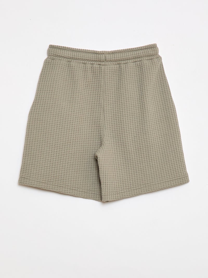 Pantalón corto de punto gofrado Verde - Kiabi