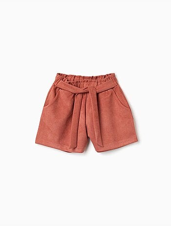 Pantalón corto de punto interlock con cinturón incorporado