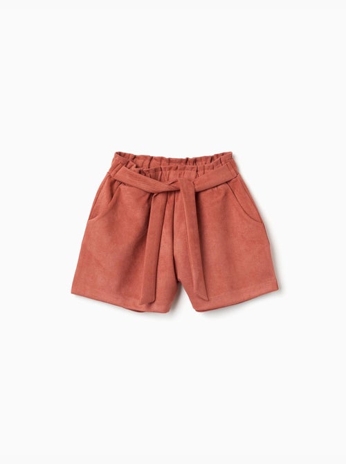 Pantalón corto de punto interlock con cinturón incorporado - Kiabi